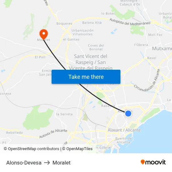 Alonso-Devesa to Moralet map