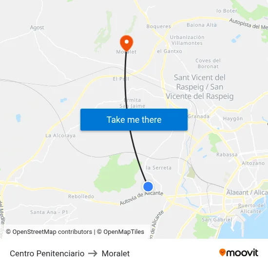 Centro Penitenciario to Moralet map