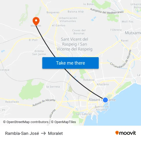 Rambla-San José to Moralet map