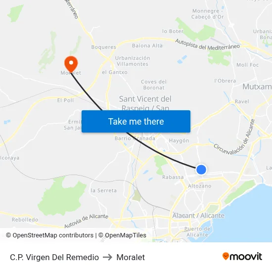 C.P. Virgen Del Remedio to Moralet map