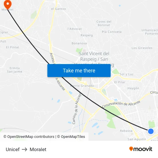Unicef to Moralet map