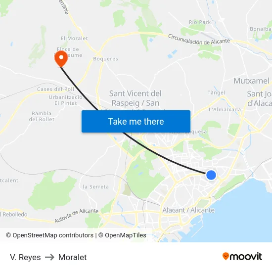 V. Reyes to Moralet map
