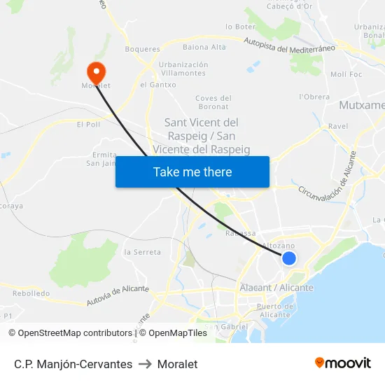 C.P. Manjón-Cervantes to Moralet map