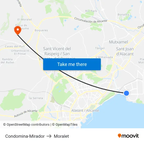 Condomina-Mirador to Moralet map