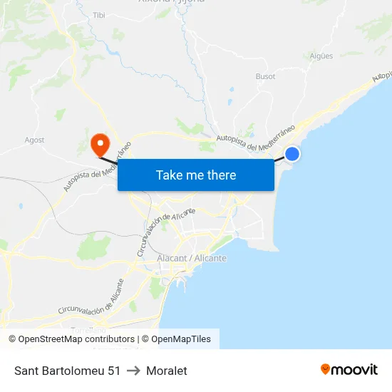 Sant Bartolomeu 51 to Moralet map