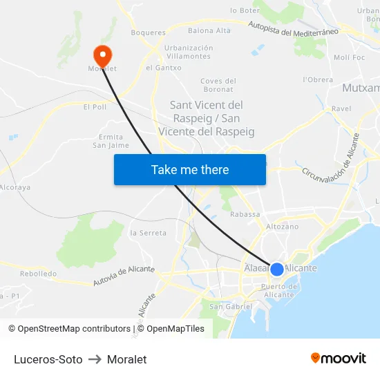 Luceros-Soto to Moralet map
