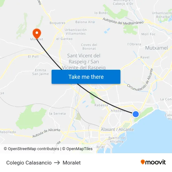 Colegio Calasancio to Moralet map