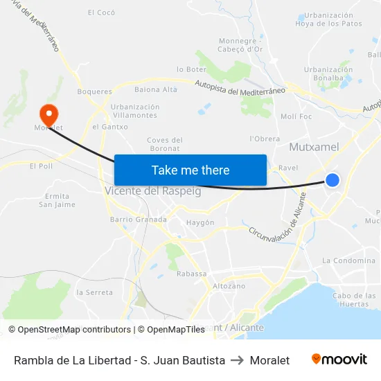 Rambla de La Libertad - S. Juan Bautista to Moralet map