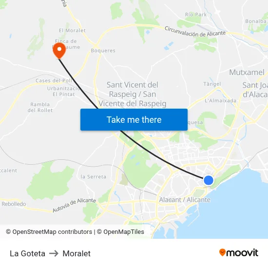 La Goteta to Moralet map