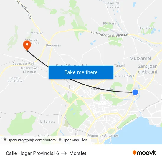 Calle Hogar Provincial  6 to Moralet map