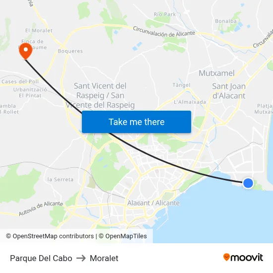 Parque Del Cabo to Moralet map