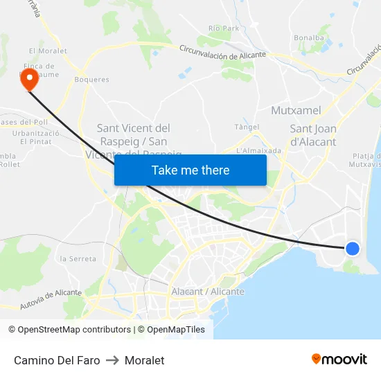Camino Del Faro to Moralet map