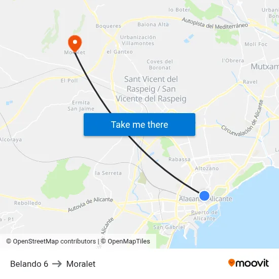Belando 6 to Moralet map
