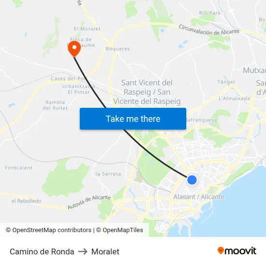 Camino de Ronda to Moralet map