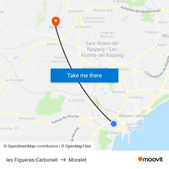 Ies Figueras-Carbonell to Moralet map