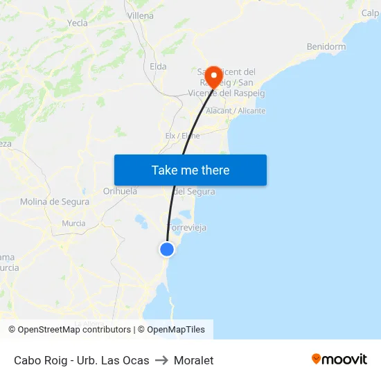 Cabo Roig - Urb. Las Ocas to Moralet map