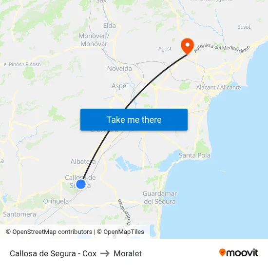Callosa de Segura - Cox to Moralet map