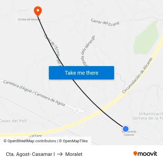 Cta. Agost- Casamar I to Moralet map