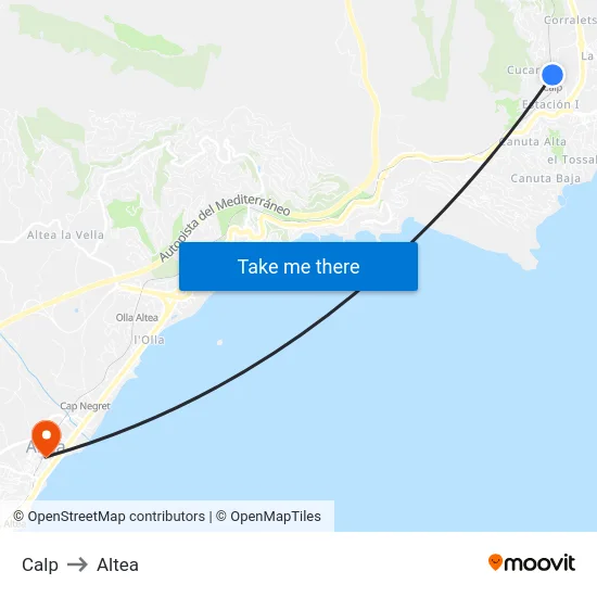 Calp to Altea map