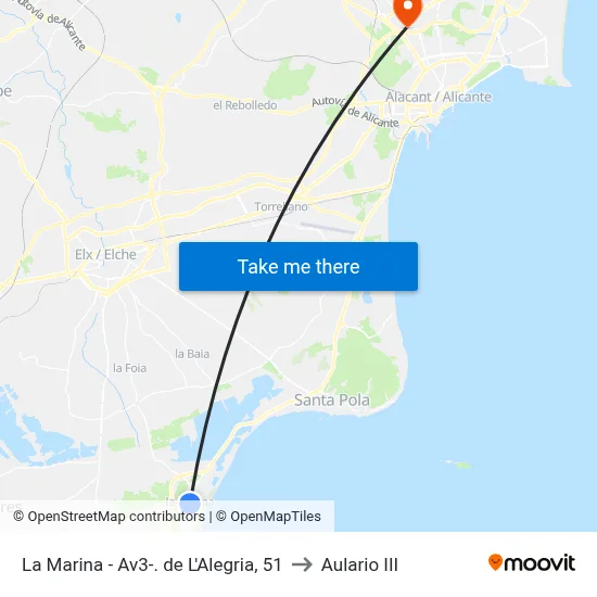 La Marina - Av3-. de L'Alegria, 51 to Aulario III map