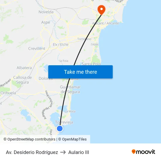 Av. Desiderio Rodríguez to Aulario III map