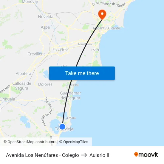 Avenida Los Nenúfares - Colegio to Aulario III map