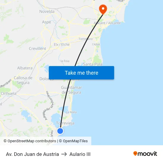 Av. Don Juan de Austria to Aulario III map