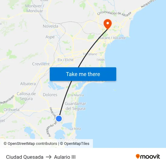 Ciudad Quesada to Aulario III map
