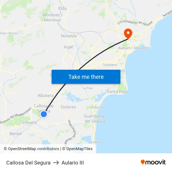 Callosa Del Segura to Aulario III map