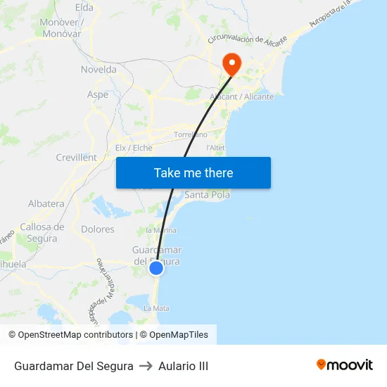 Guardamar Del Segura to Aulario III map