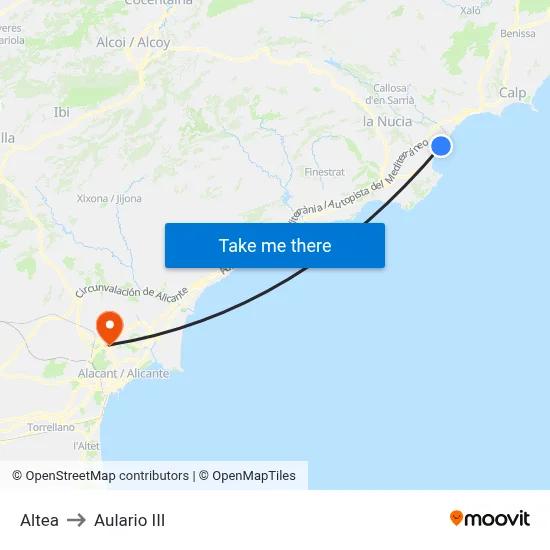 Altea to Aulario III map