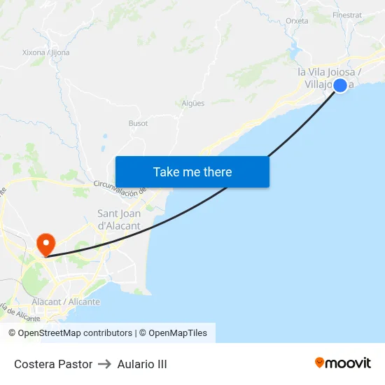 Costera Pastor to Aulario III map
