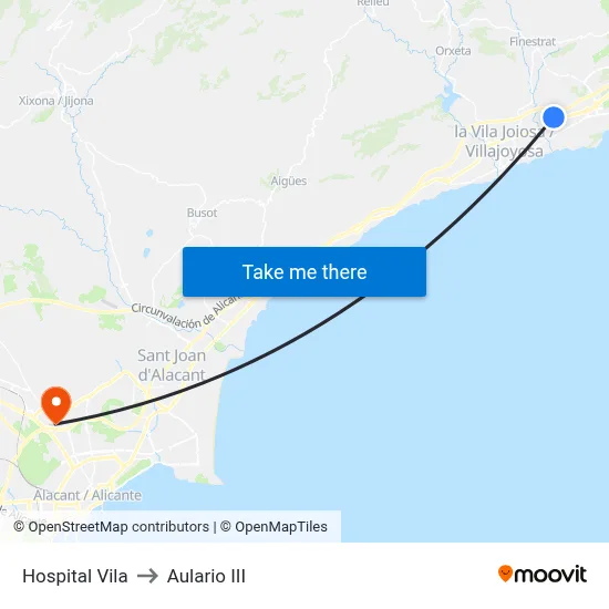 Hospital Vila to Aulario III map