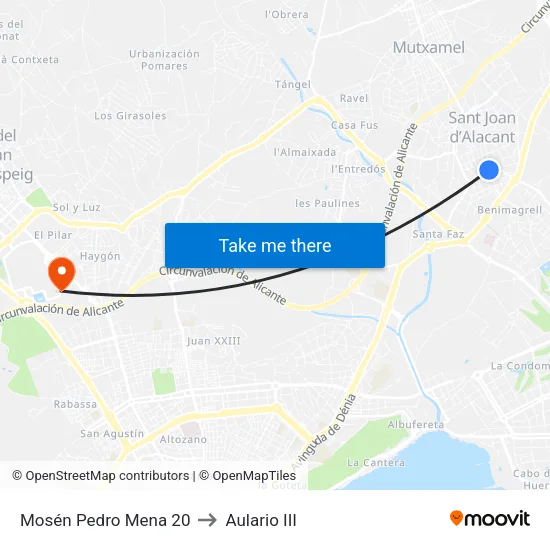 Mosén Pedro Mena 20 to Aulario III map