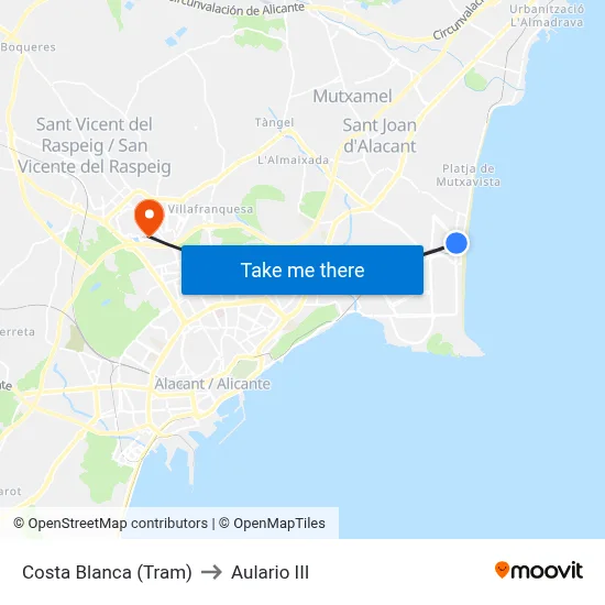 Costa Blanca (Tram) to Aulario III map