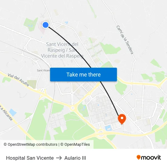 Hospital San Vicente to Aulario III map