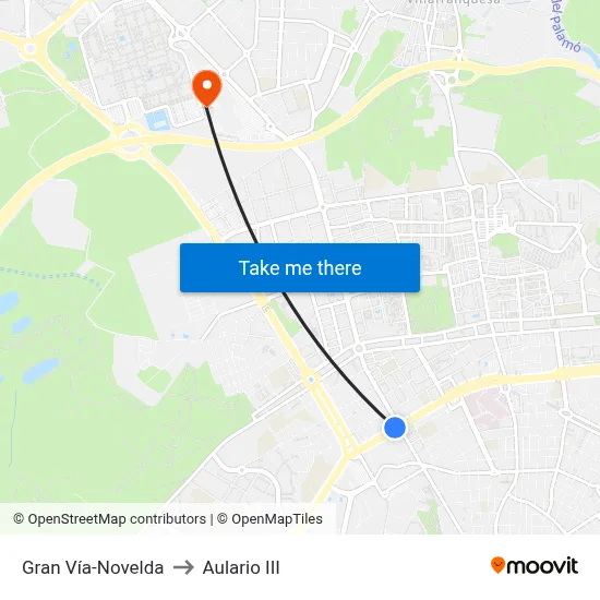 Gran Vía-Novelda to Aulario III map