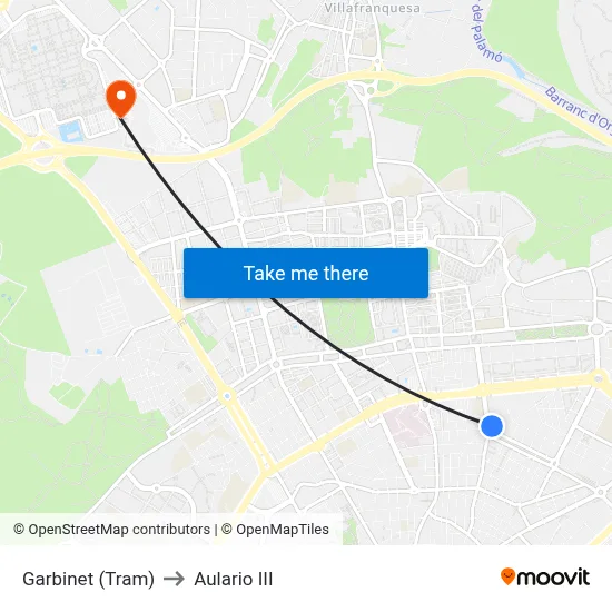 Garbinet (Tram) to Aulario III map