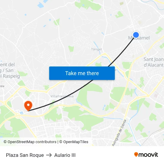 Plaza San Roque to Aulario III map