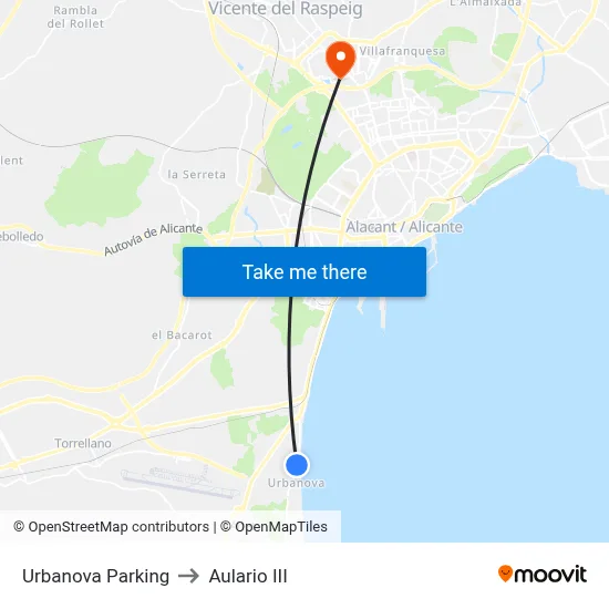 Urbanova Parking to Aulario III map