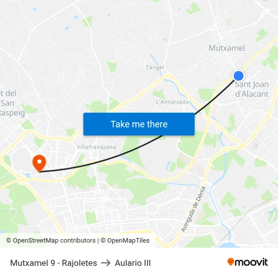 Mutxamel 9 - Rajoletes to Aulario III map