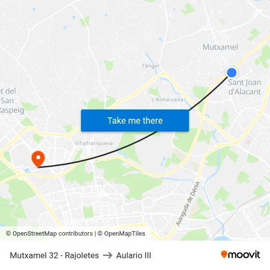 Mutxamel 32 - Rajoletes to Aulario III map