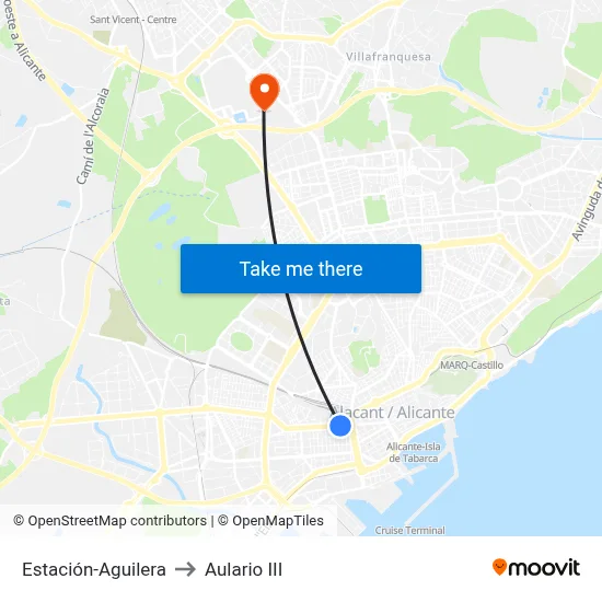 Estación-Aguilera to Aulario III map