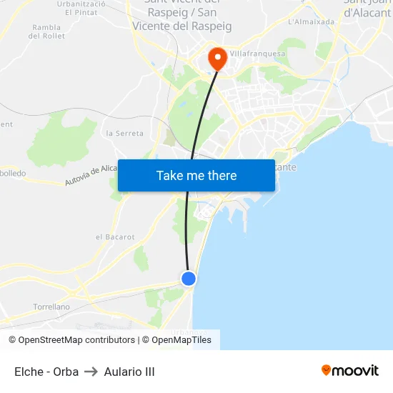 Elche - Orba to Aulario III map