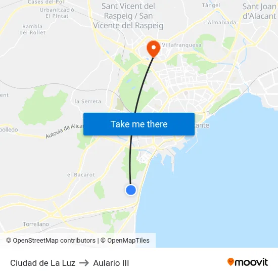 Ciudad de La Luz to Aulario III map