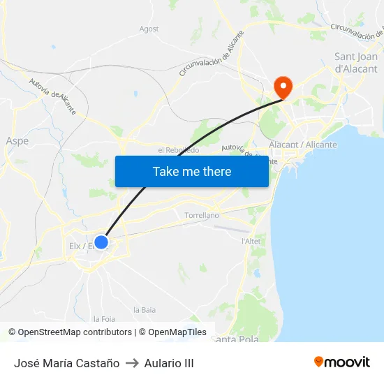 José María Castaño to Aulario III map