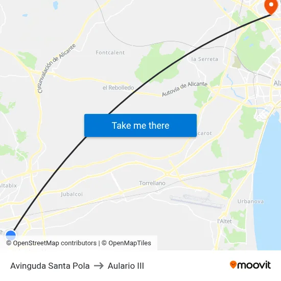 Avinguda Santa Pola to Aulario III map