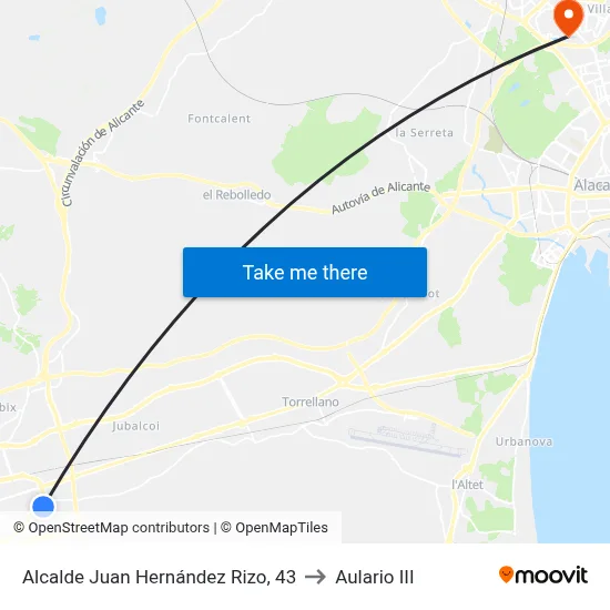 Alcalde Juan Hernández Rizo, 43 to Aulario III map