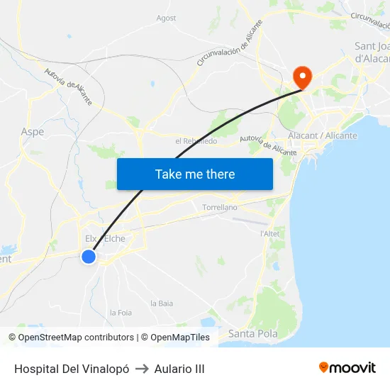 Hospital Del Vinalopó to Aulario III map