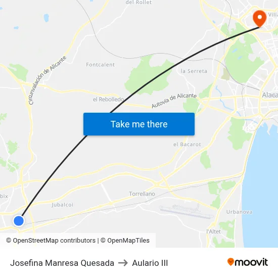 Josefina Manresa Quesada to Aulario III map